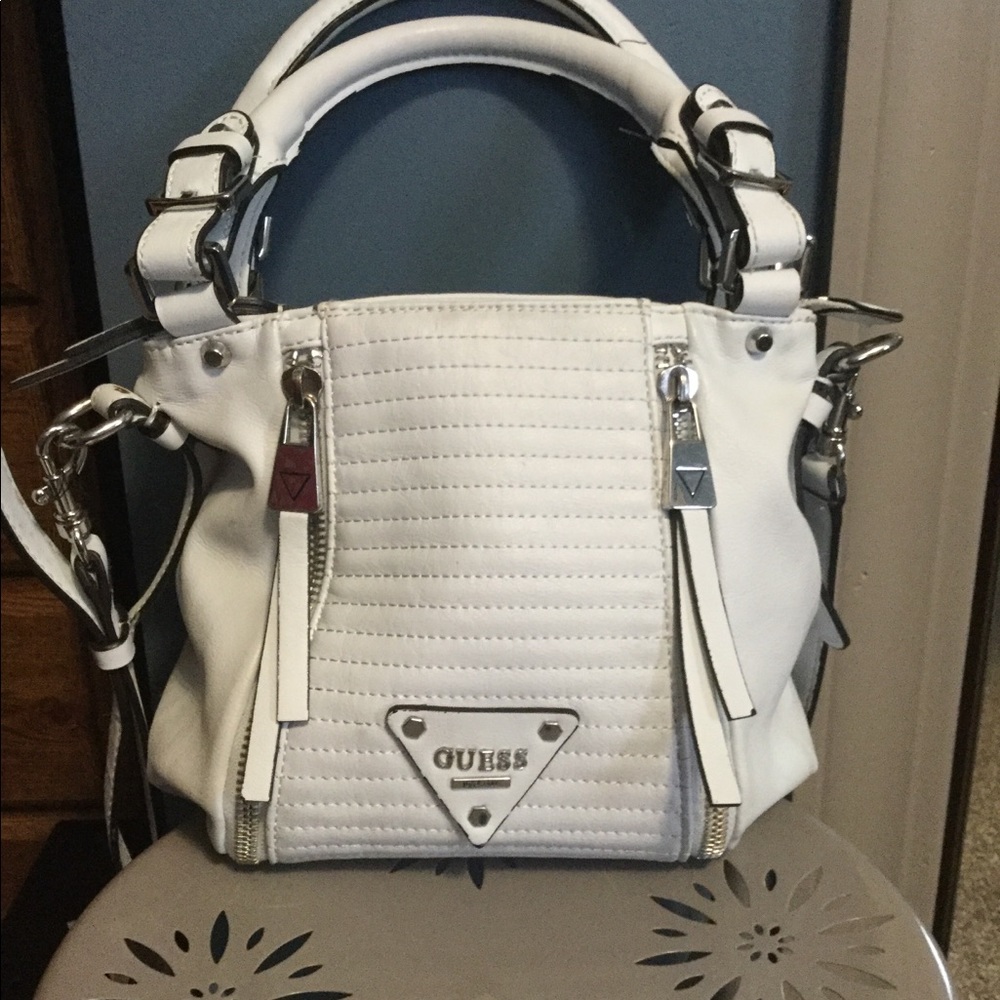 White Guess crossbody or carry purse